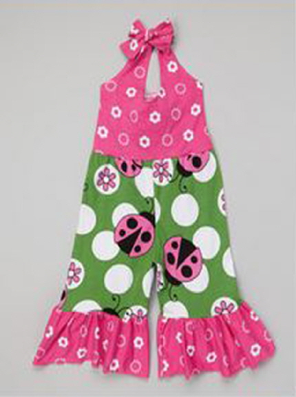 pink green lady bug jumpsuit